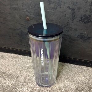 Starbucks 2020 Iridescent Clear Luster Twisted Glass Cold Cup Tumbler 18oz